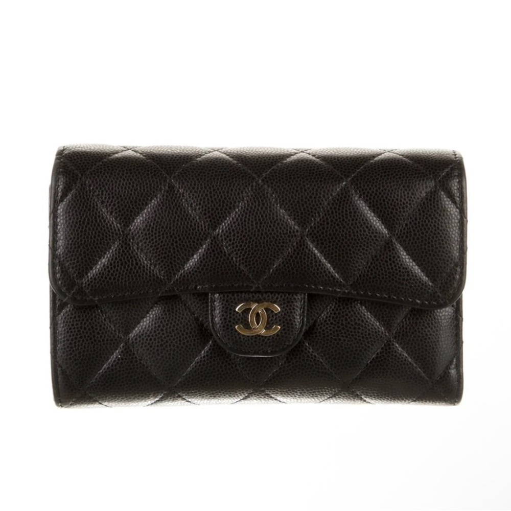 Chanel Black Quilted Wallet with Iconic CC Logo